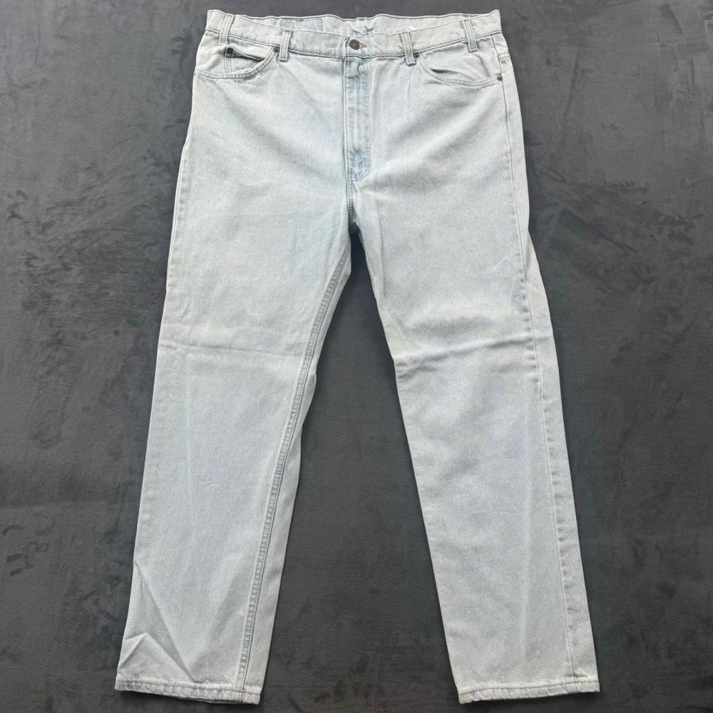 Vintage Levis 505 Orange Tab Jeans Men 42x30 Light Wash Straight Leg Made in USA